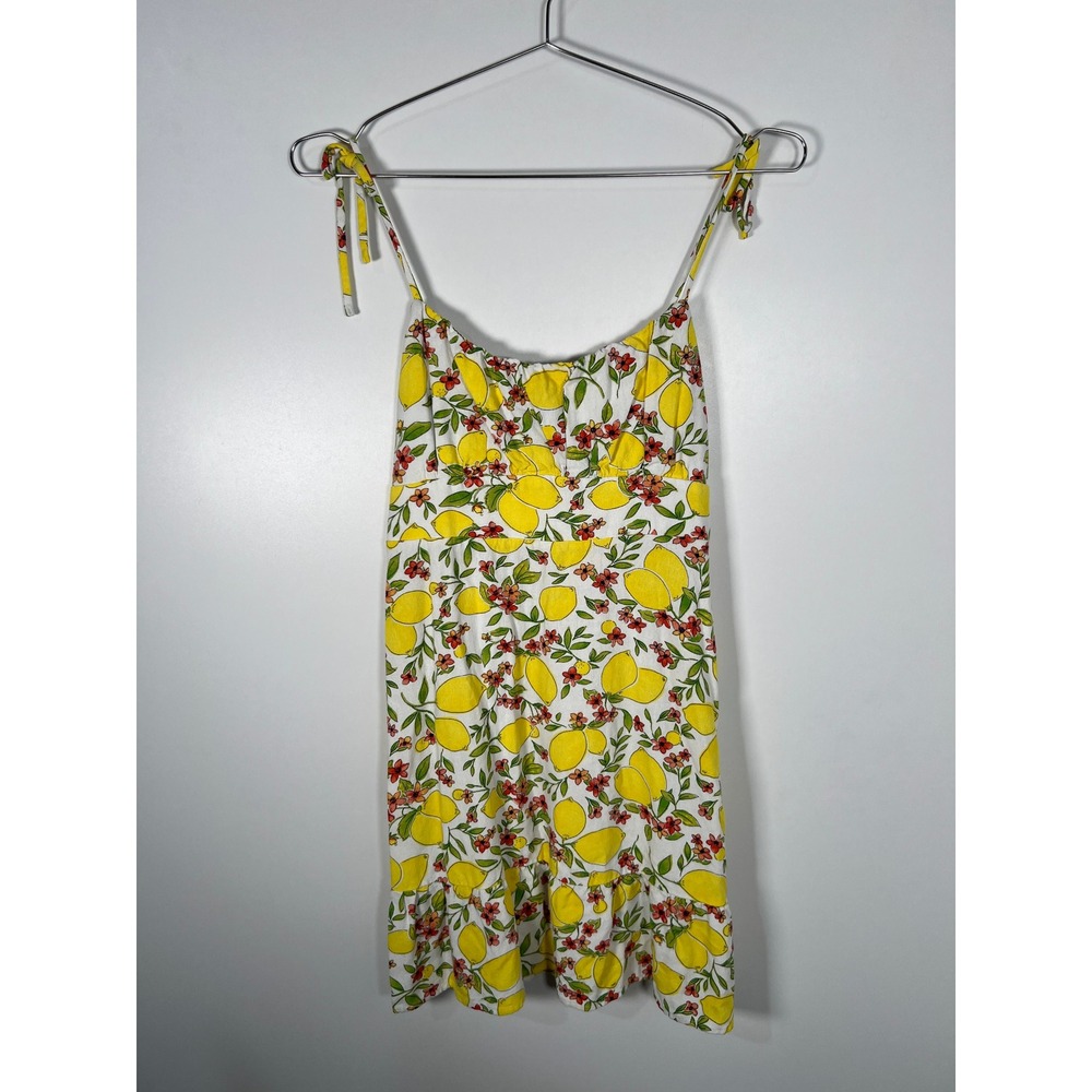 Monteau Los Angeles Lemon Floral Tie Shoulder Sun Dress Summer Cottagecore Large